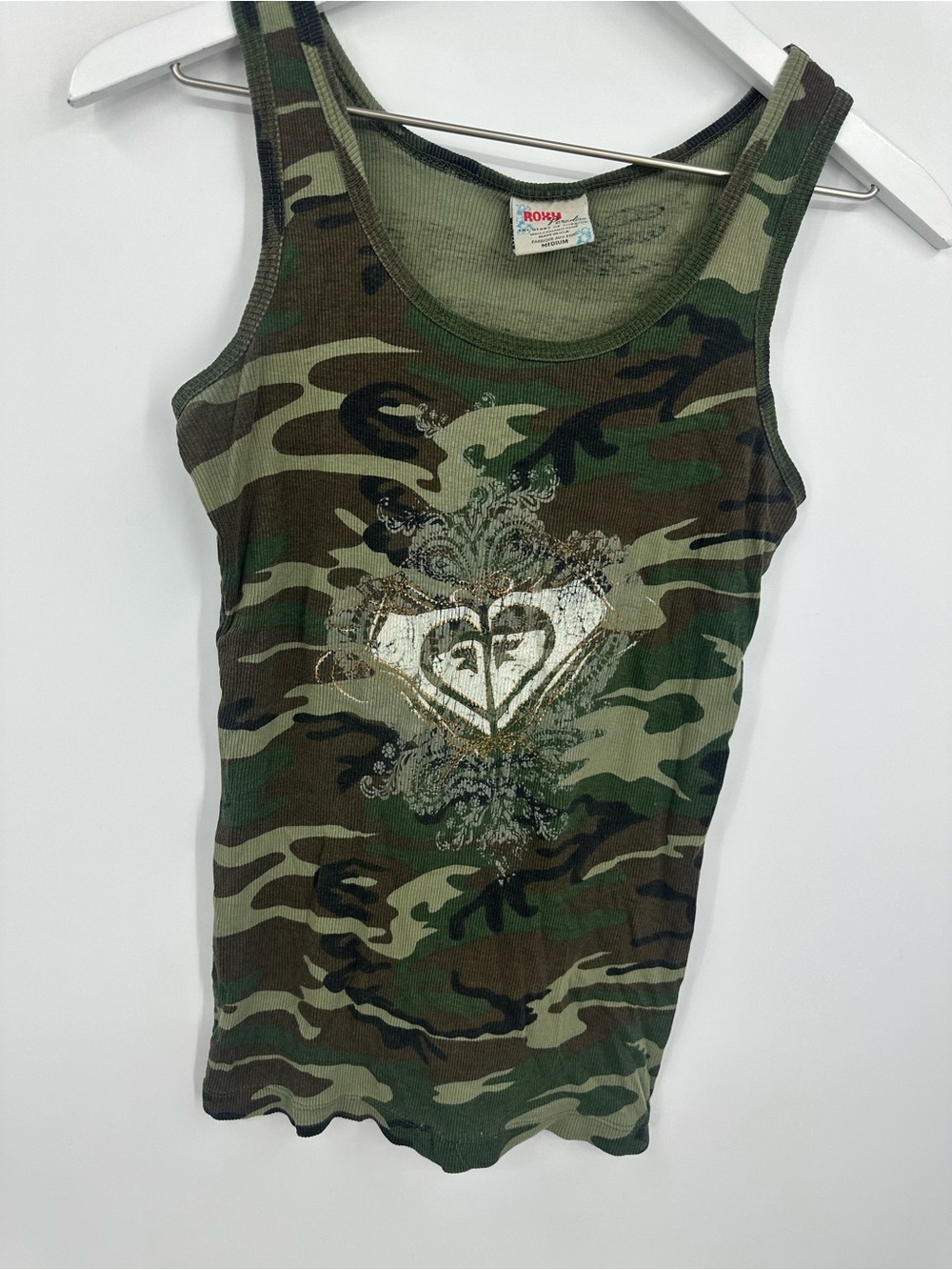 Roxy Paradise Vintage Y2K Camouflage Tank Top Size Medium Streetwear Grunge - Picture 4 of 8